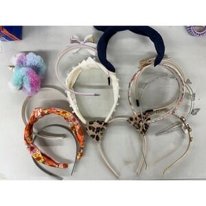 Girls Headband Lot 10pc Floral Leopard Cat Ears Pearls Butterflies Bows Multi